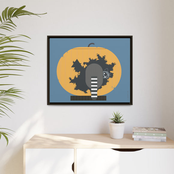 Racc-O-Lantern Charley Harper Framed Giclee Print Stretched On Canvas