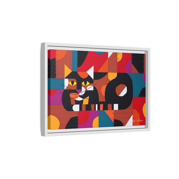 Crazy Cat Crazy Quilt Edie Harper Framed Giclee Print Stretched On Canvas