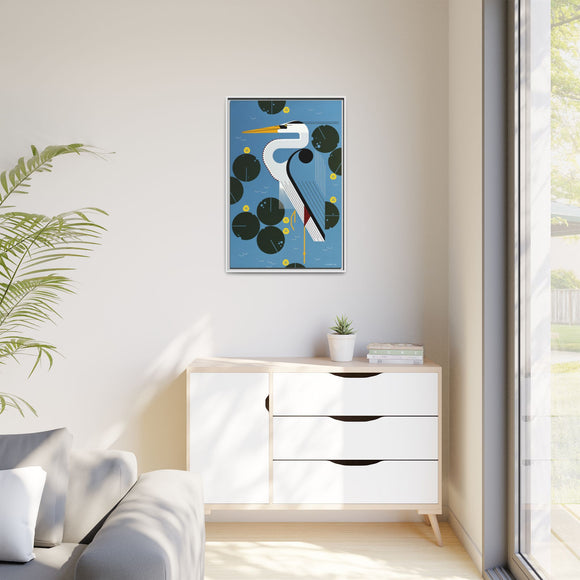 Herondipity Charley Harper Framed Giclee Print on Stretched Canvas