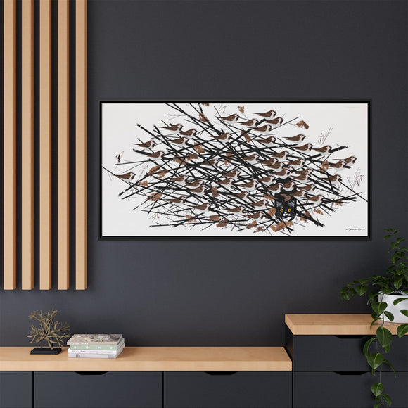 His Eyes Are On The Sparrow Charley Harper Framed Giclee Print Stretched on Canvas