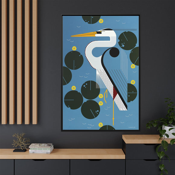 Herondipity Charley Harper Framed Giclee Print on Stretched Canvas