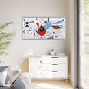 Charley Harper Birdfeeders Framed Giclee Stretched on Canvas Print Wall Art-Minimal Realism Style Wildlife With Cardinals & Blue Jays-28