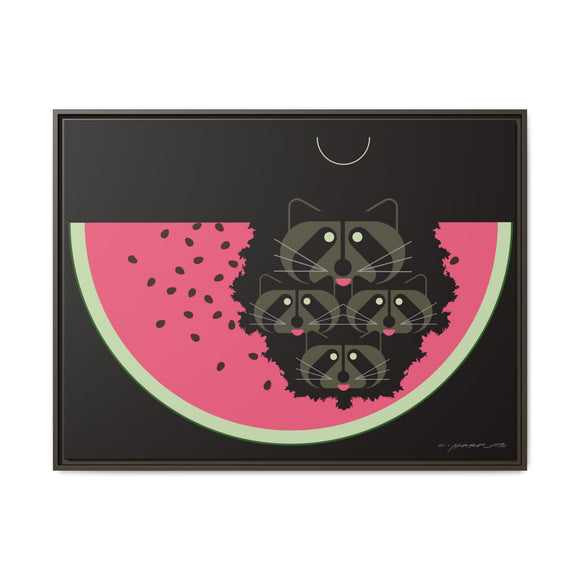 Watermelon Moon Charley Harper Framed Giclee Print on Matte Canvas