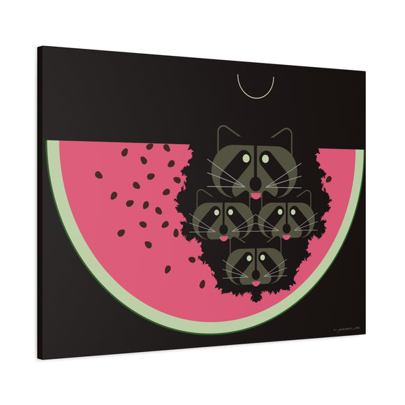 Watermelon Moon Charley Harper Unframed Giclee on Matte Stretched Canvas