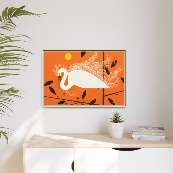Snowy Egret Charley Harper Framed Giclee Print on Stretched Canvas