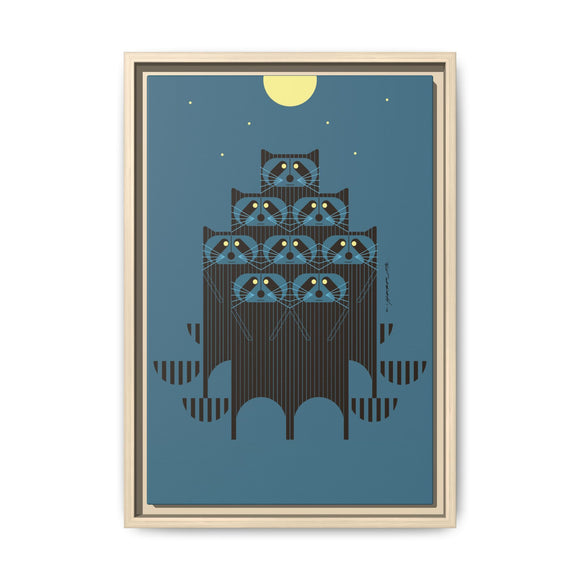 Raccpack Charley Harper Framed Giclee Print on Stretched Canvas