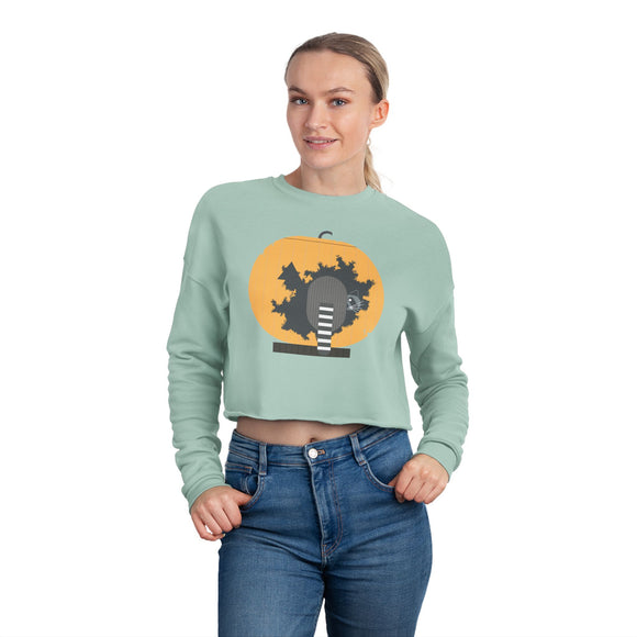 Racc-O-Lantern Charley Harper Women's Cropped Bella Canvas Sweatshirt