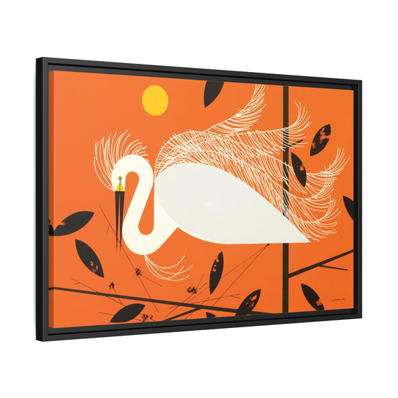 Snowy Egret Charley Harper Framed Giclee Print on Stretched Canvas