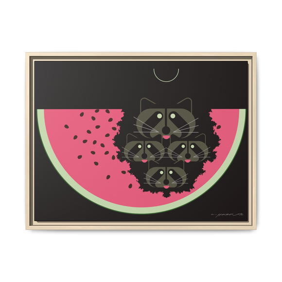 Watermelon Moon Charley Harper Framed Giclee Print on Matte Canvas
