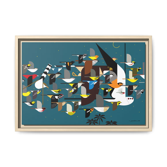 Charley Harper Mystery Of The Missing Migrants Framed Giclee On Canvas Wall  Art