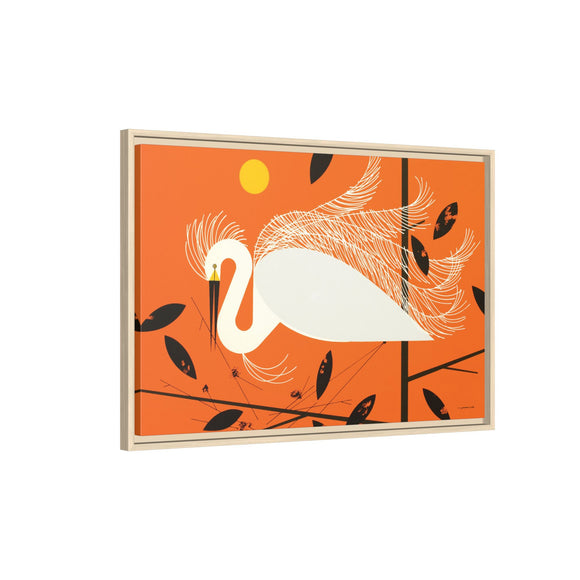Snowy Egret Charley Harper Framed Giclee Print on Stretched Canvas