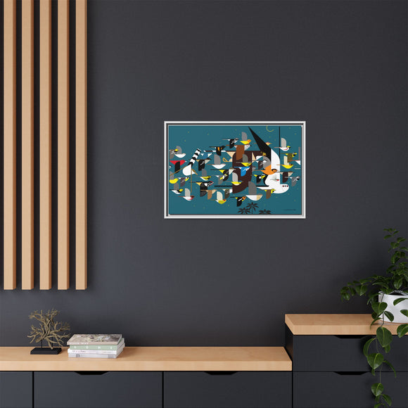 Charley Harper Mystery Of The Missing Migrants Framed Giclee On Canvas Wall  Art