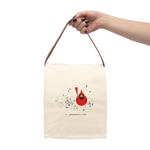 Cardinal Close Up Charley Harper Canvas Lunch Bag With Strap