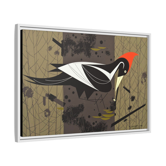 Ivory Billed Woodpecker Charley Harper Framed Giclee Print on Stretched on Canvas