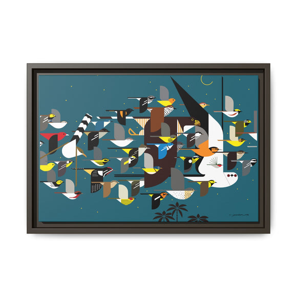 Charley Harper Mystery Of The Missing Migrants Framed Giclee On Canvas Wall  Art