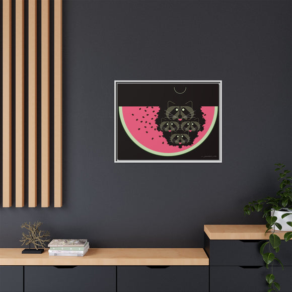 Watermelon Moon Charley Harper Framed Giclee Print on Matte Canvas