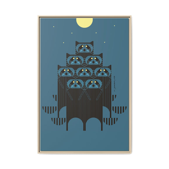 Raccpack Charley Harper Framed Giclee Print on Stretched Canvas