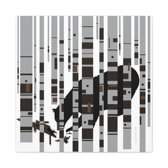 Bear in the Birches Charley Harper Giclee on Stretched Canvas