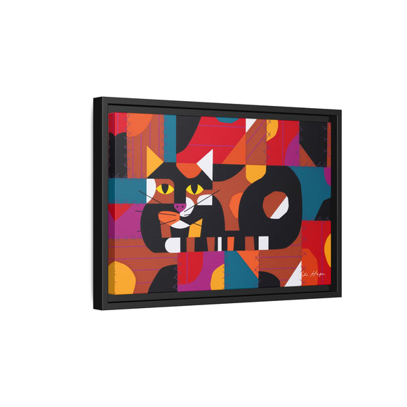 Crazy Cat Crazy Quilt Edie Harper Framed Giclee Print Stretched On Canvas