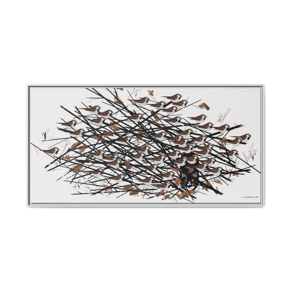 His Eyes Are On The Sparrow Charley Harper Framed Giclee Print Stretched on Canvas