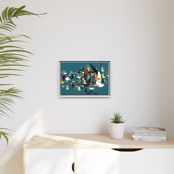 Charley Harper Mystery Of The Missing Migrants Framed Giclee On Canvas Wall  Art