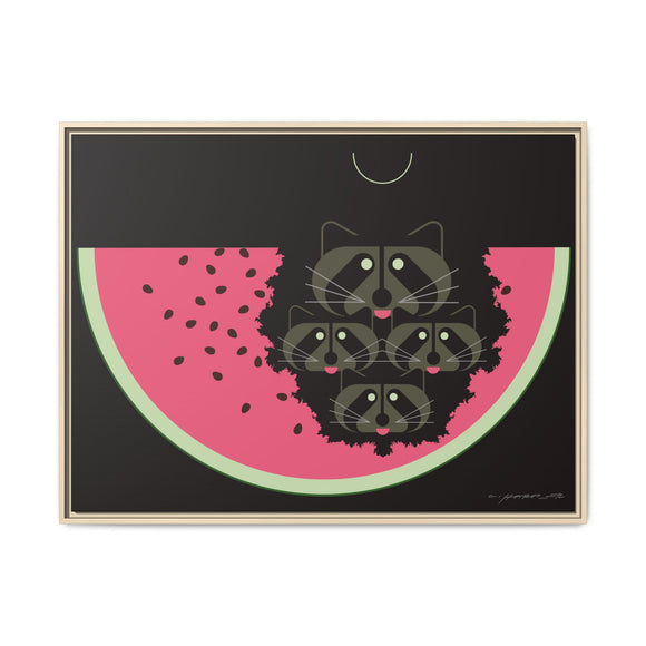 Watermelon Moon Charley Harper Framed Giclee Print on Matte Canvas