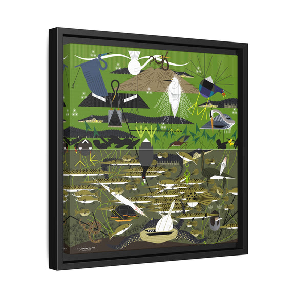 Charley Harper Florida Everglades Wall Art – Mid-Century Modern Geometric Bird Canvas with Minimal Wildlife Accents