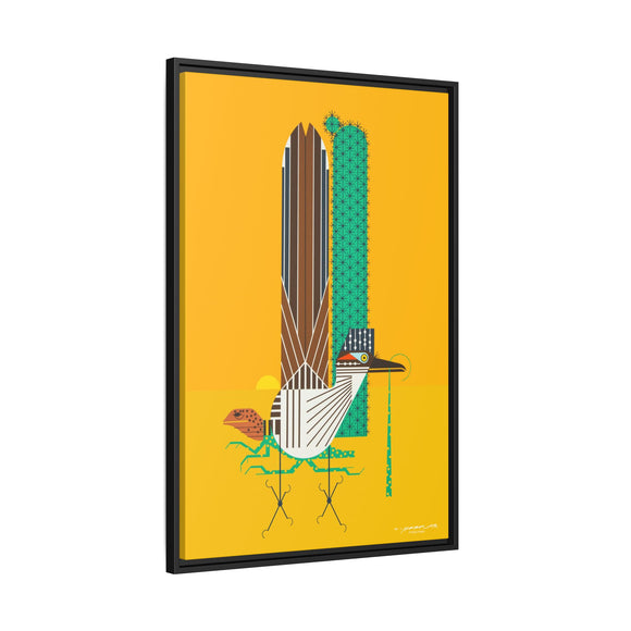Tall Tail Charley Harper  Framed Giclee Canvas Wrapped Wall Mural Southwest Mid-Century Modern Art