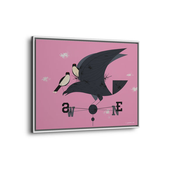 Eastern Kingbird Charley Harper Giclee on Matte Stretched Canvas