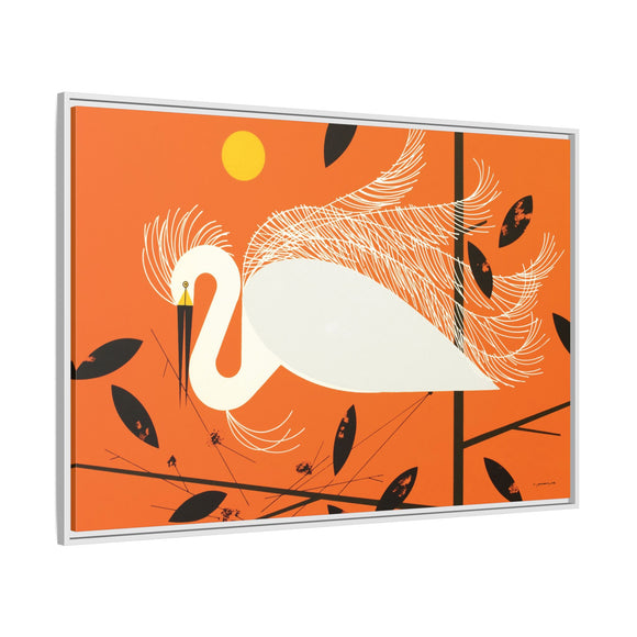 Snowy Egret Charley Harper Framed Giclee Print on Stretched Canvas
