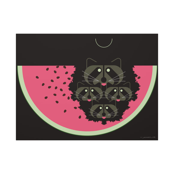 Watermelon Moon Charley Harper Unframed Giclee on Matte Stretched Canvas