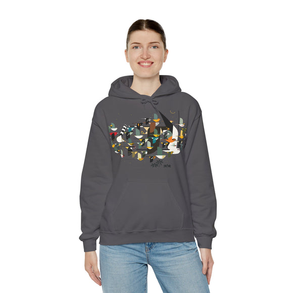 Charley Harper Mystery Of The Missing Migrants Unisex Heavy Blend™ Hooded Sweatshirt