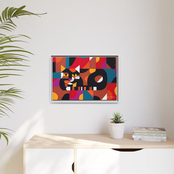 Crazy Cat Crazy Quilt Edie Harper Framed Giclee Print Stretched On Canvas