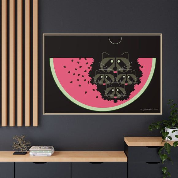 Watermelon Moon Charley Harper Framed Giclee Print on Matte Canvas