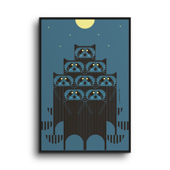 Racpack Charley Harper Framed Giclee Print on Stretched Canvas