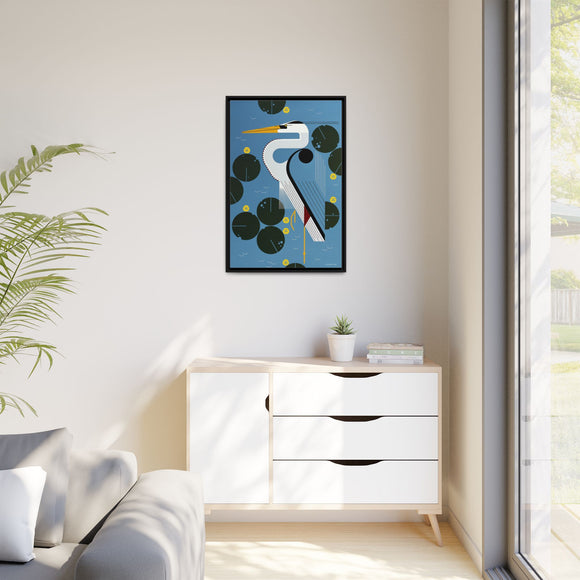 Herondipity Charley Harper Framed Giclee Print on Stretched Canvas