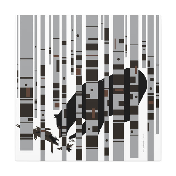 Bear in the Birches Charley Harper Giclee on Stretched Canvas