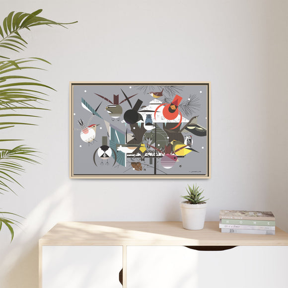 Winter Charley Harper Framed Giclee Print Stretched On Canvas