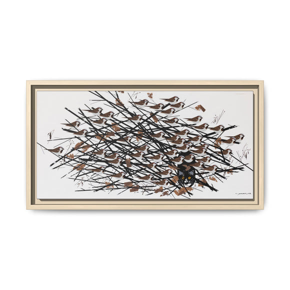 His Eyes Are On The Sparrow Charley Harper Framed Giclee Print Stretched on Canvas
