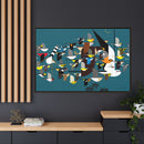 Charley Harper Mystery Of The Missing Migrants Framed Giclee On Canvas Wall  Art-62