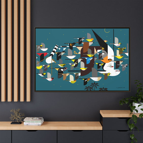 Charley Harper Mystery Of The Missing Migrants Framed Giclee On Canvas Wall  Art
