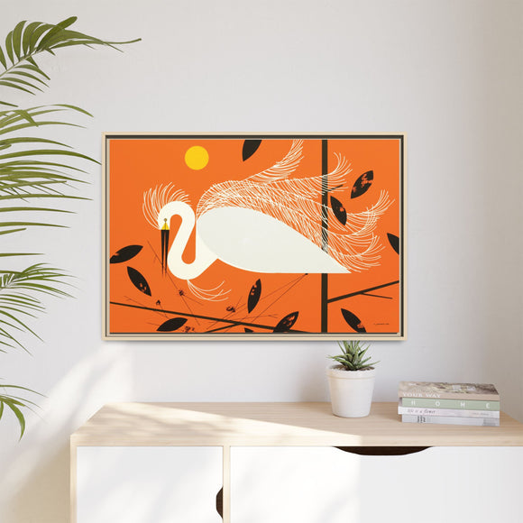 Snowy Egret Charley Harper Framed Giclee Print on Stretched Canvas