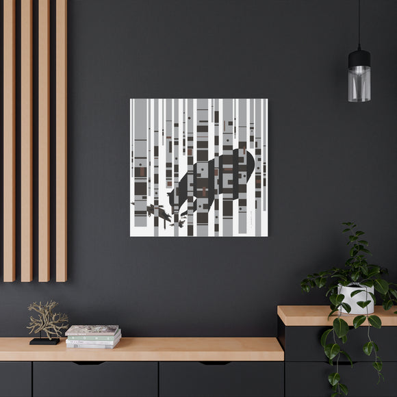 Bear in the Birches Charley Harper Giclee on Stretched Canvas