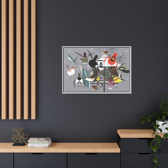 Winter Charley Harper Framed Giclee Print Stretched On Canvas