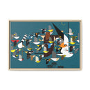 Charley Harper Mystery Of The Missing Migrants Framed Giclee On Canvas Wall  Art-17