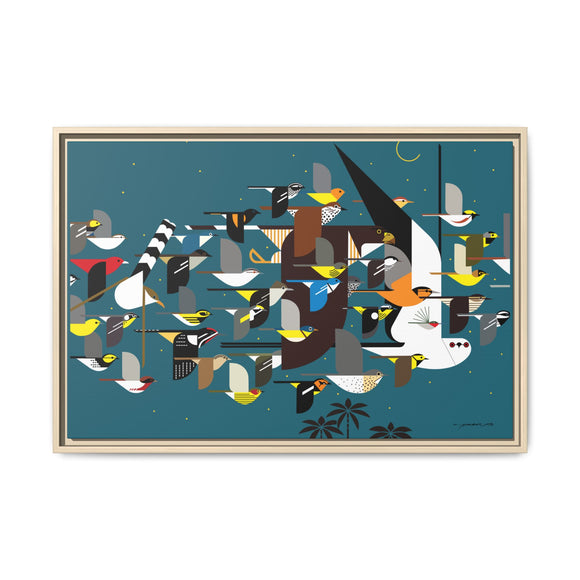 Charley Harper Mystery Of The Missing Migrants Framed Giclee On Canvas Wall  Art