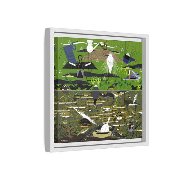 Charley Harper Florida Everglades Wall Art – Mid-Century Modern Geometric Bird Canvas with Minimal Wildlife Accents