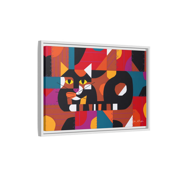 Crazy Cat Crazy Quilt Edie Harper Framed Giclee Print Stretched On Canvas