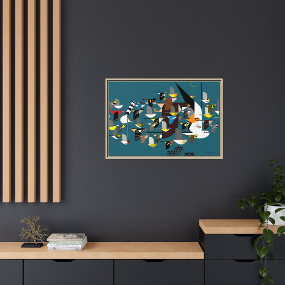 Charley Harper Mystery Of The Missing Migrants Framed Giclee On Canvas Wall  Art