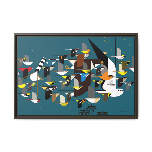 Charley Harper Mystery Of The Missing Migrants Framed Giclee On Canvas Wall  Art